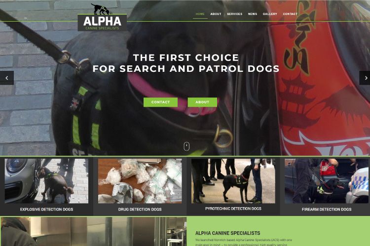 alpha canine specialists web design